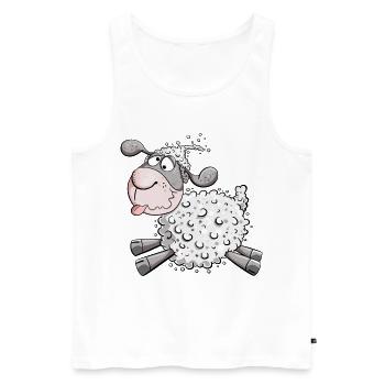 Moutons lamentés I Drôles de moutons I amusants - Débardeur bio Premium Homme - blanc - Devant - AI Model Male 178 light (178cm)