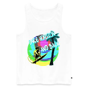 Once horizon and back Surfer Palme - Männer Premium Bio Tank Top - Weiß - Vorne - Michal (187cm)