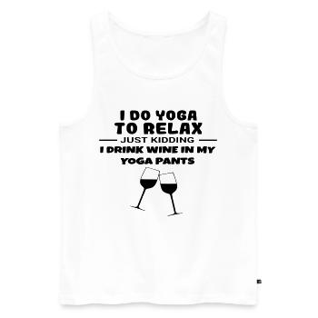 I do yoga to relax, and I drink wine # - Men's Premium Organic Tank Top - white - Front - AI Model Male 178 light (178cm)