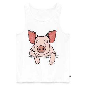 Schwein Kopf - Männer Premium Bio Tank Top - Weiß - Vorne - Michal (187cm)