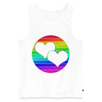 Rainbow 2 entwined hearts - Men's Premium Organic Tank Top - white - Front - Michal (187cm)