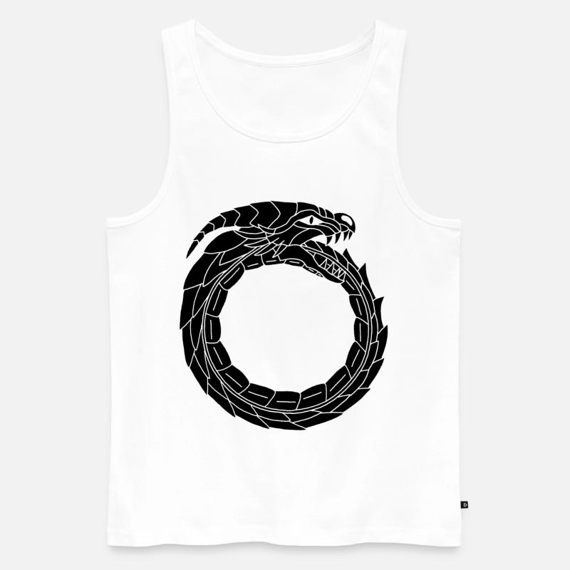 Verschlingender Schwarzer Drache - Männer Premium Bio Tank Top - Weiß