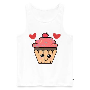 Snacking Cupcake Délicieux Cœur Bonbons Calories - Débardeur bio Premium Homme - blanc - Devant - Michal (187cm)
