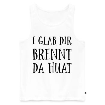 Lustige Sprichwörter aus Bayern - Männer Premium Bio Tank Top - Weiß - Vorne - AI Model Male 178 light (178cm)