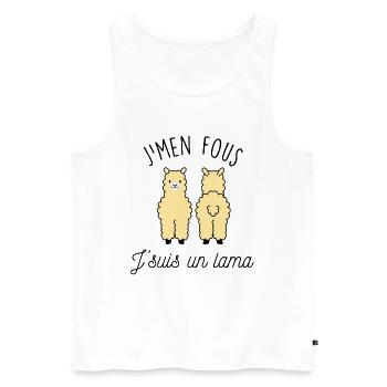 J'men fous j'suis un lama - Débardeur bio Premium Homme - blanc - Devant - Michal (187cm)