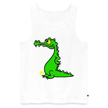 Crocodile souriant, design à trois couleurs - Débardeur bio Premium Homme - blanc - Devant - AI Model Male 178 light (178cm)