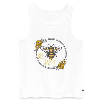 Floral Wreath and bee happy - Men's Premium Organic Tank Top - white - Front - Michal (187cm)