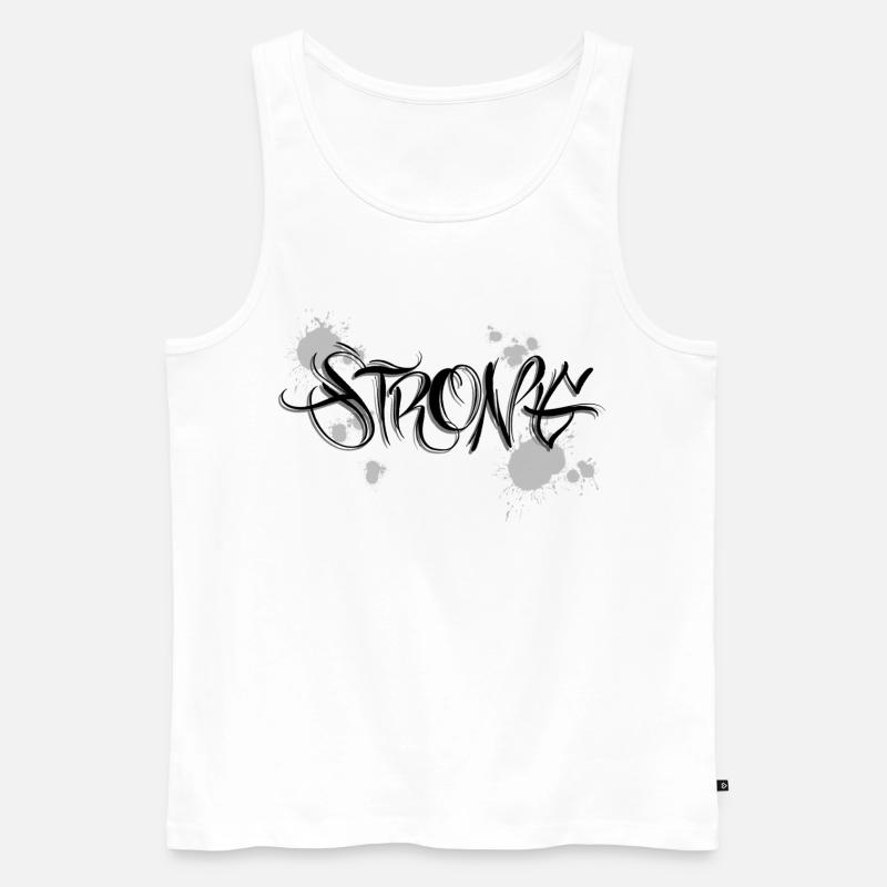 Stark Strong Motivation Graffiti - Männer Premium Bio Tank Top - Weiß