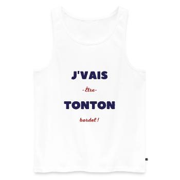 Je vais être tonton bordel - Débardeur bio Premium Homme - blanc - Devant - Michal (187cm)