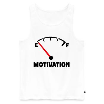 The motivation is at zero. refill so * - Men's Premium Organic Tank Top - white - Front - Michal (187cm)