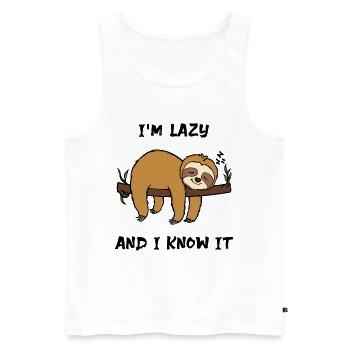 Sloth Lazy Animal Sleeping Statement Jungle - Men's Premium Organic Tank Top - white - Front - Michal (187cm)