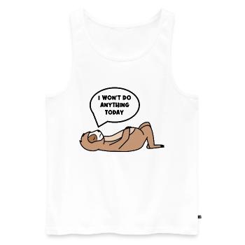 Relax Sloth Lazy Chill Statement Sleep - Débardeur bio Premium Homme - blanc - Devant - Michal (187cm)