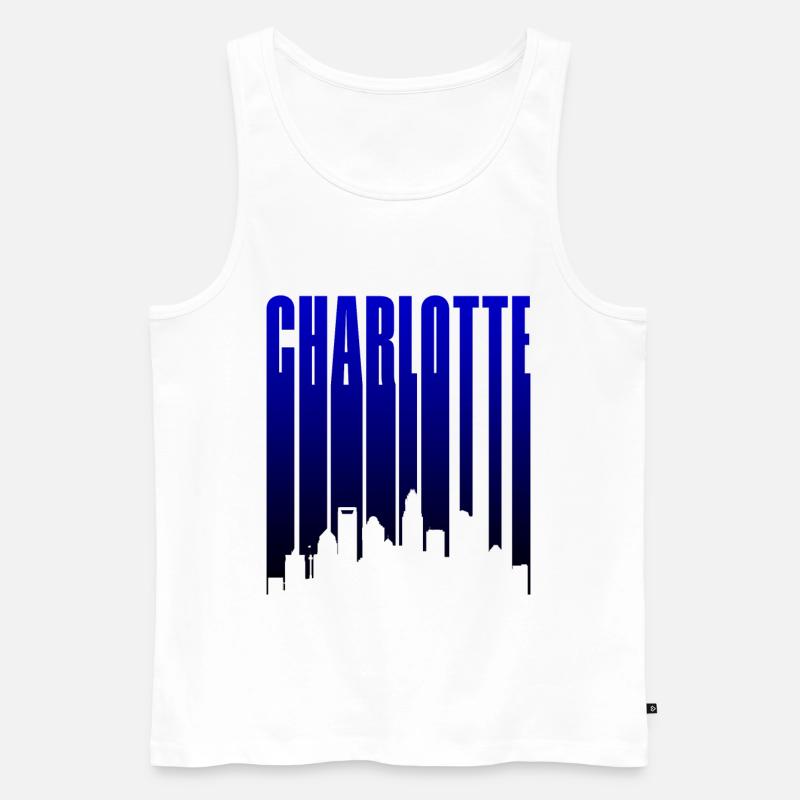 Charlotte Skyline Blau Gradient - Männer Premium Bio Tank Top - Weiß