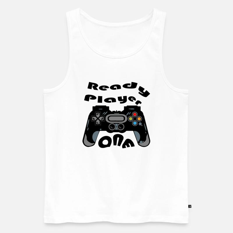 Retro-Controller Silhouette - Männer Premium Bio Tank Top - Weiß