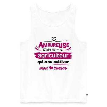 Amoureuse d'un agriculteur, humour cadeau - Débardeur bio Premium Homme - blanc - Devant - Michal (187cm)