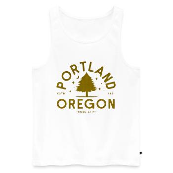 Portland Oregon Vintage Baum Logo - Männer Premium Bio Tank Top - Weiß - Vorne - AI Model Male 178 light (178cm)