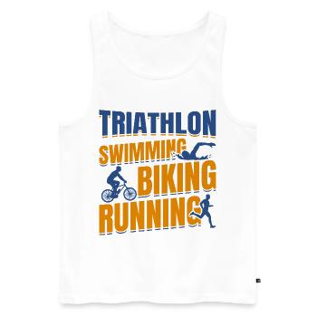 Triathlon Natation Cyclisme Course à pied - Débardeur bio Premium Homme - blanc - Devant - AI Model Male 178 light (178cm)