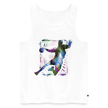 Joueur de handball - Joueur de handball - Retro Ball Sports - Débardeur bio Premium Homme - blanc - Devant - Michal (187cm)