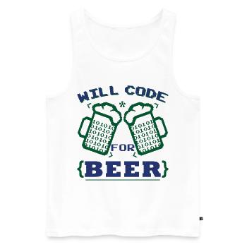 Funny Beer Coding Coder - Men's Premium Organic Tank Top - white - Front - AI Model Male 178 light (178cm)