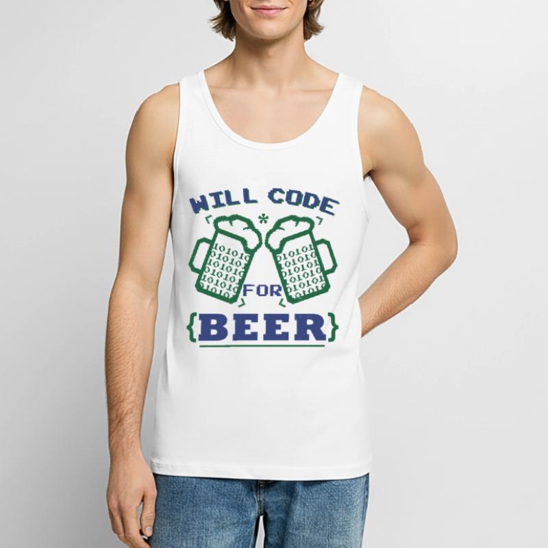 Funny Beer Coding Coder Men's Premium Organic Tank Top
