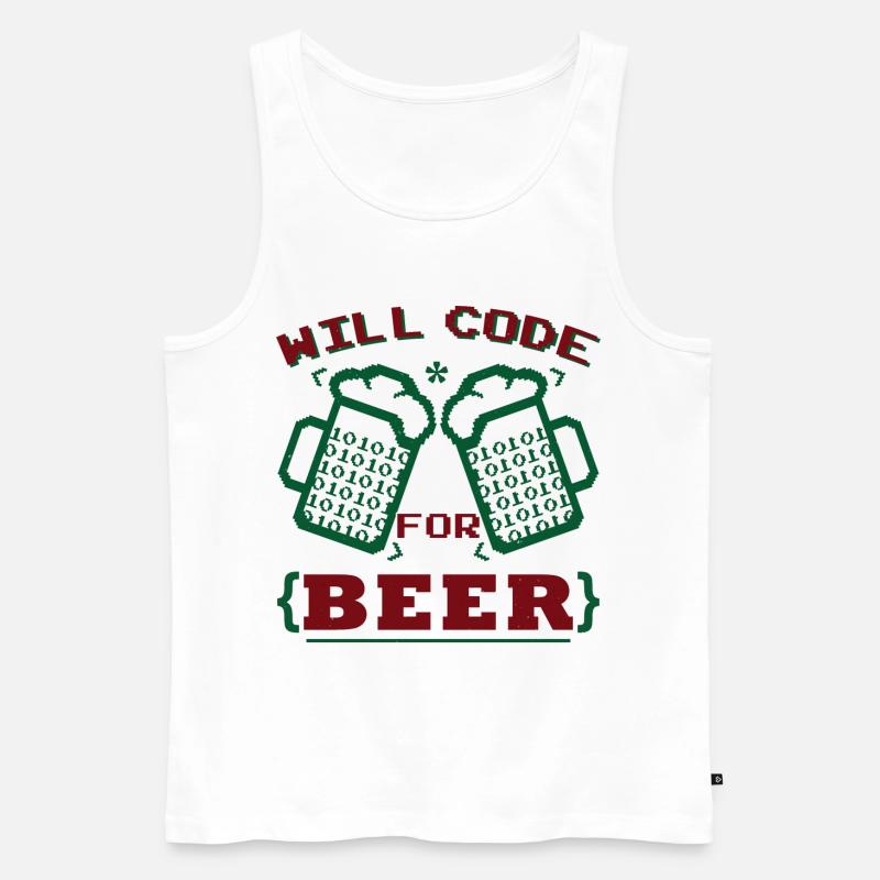 Will Code For Beer - Men's Premium Organic Tank Top - white
