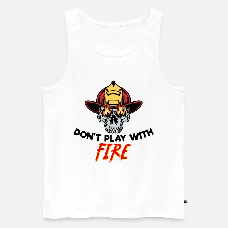 Firefighter Helmet Firefighter Fire Rescuer Statement - Men's Premium Organic Tank Top - white