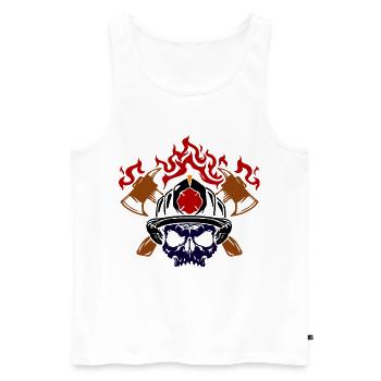 Brennen Feuerwehrhelm Feuerwehr Brandschutz - Männer Premium Bio Tank Top - Weiß - Vorne - AI Model Male 178 light (178cm)