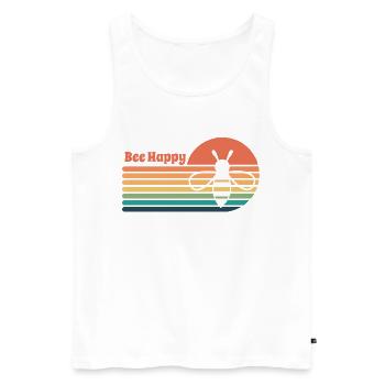 Vintage Sonnenuntergang mit Biene und Spruch - Männer Premium Bio Tank Top - Weiß - Vorne - Michal (187cm)