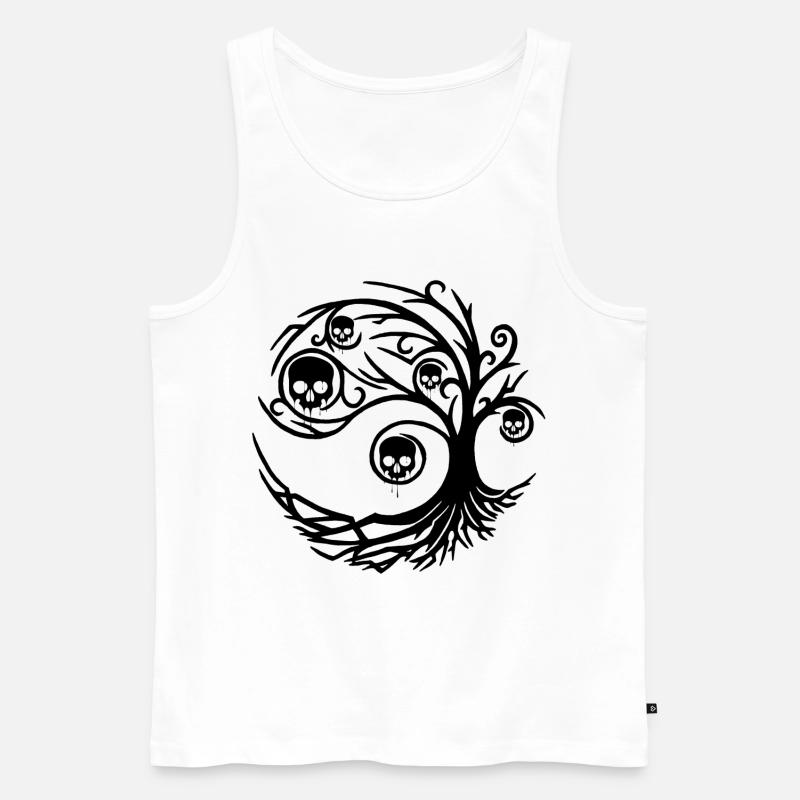 Schwarzer Baum mit Totenköpfen - Männer Premium Bio Tank Top - Weiß