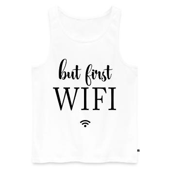 Black Surfaces Minimal Design - Men's Premium Organic Tank Top - white - Front - AI Model Male 178 light (178cm)