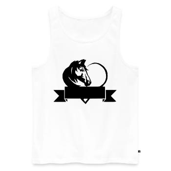 Nom du cheval Chemise Nom du cheval Cavalier Cheval - Débardeur bio Premium Homme - blanc - Devant - AI Model Male 178 light (178cm)