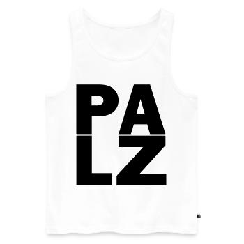 Pfalzluschd - Men's Premium Organic Tank Top - white - Front - AI Model Male 178 light (178cm)
