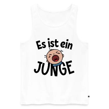 Schwanger Familienglück Statement Babybauch - Männer Premium Bio Tank Top - Weiß - Vorne - Michal (187cm)