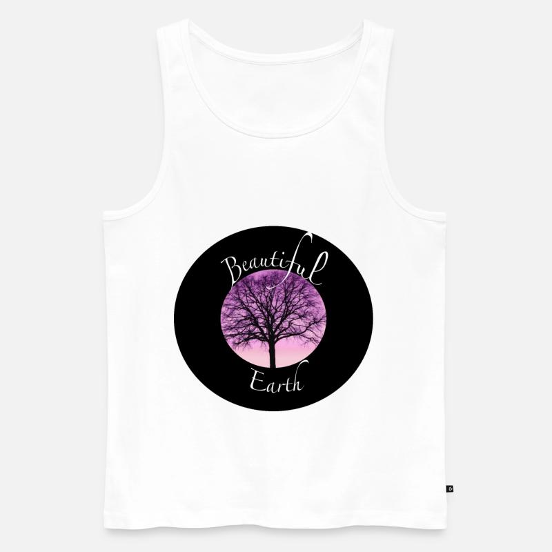 Schöne Erde Baum Silhouette - Männer Premium Bio Tank Top - Weiß