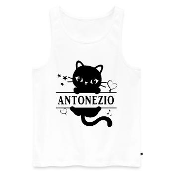 T-Shirt Antonezio T-Shirt Katze Geschenkidee Katze Katze Katze - Männer Premium Bio Tank Top - Weiß - Vorne - Michal (187cm)
