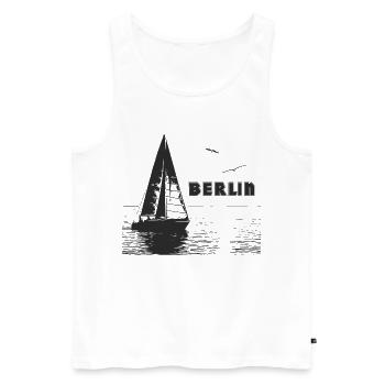 Voilier berlinois et 2 mouettes - Débardeur bio Premium Homme - blanc - Devant - Michal (187cm)