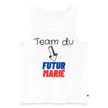 EVG Team Futur Marié. Enterrement vie célibataire - Débardeur bio Premium Homme - blanc - Devant - Michal (187cm)