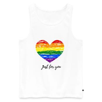 Regenbogen Herz im Vintage Pride Style  Kurzbeschr - Männer Premium Bio Tank Top - Weiß - Vorne - Michal (187cm)