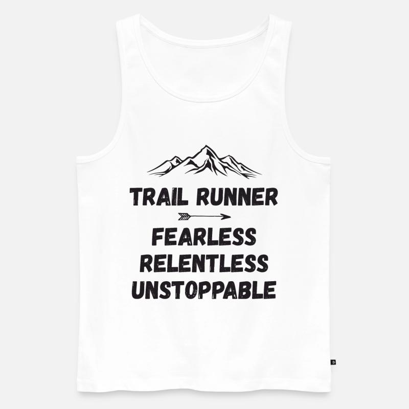 Coureur de trail - Intrépide. Implacable. Imparable. - Débardeur bio Premium Homme - blanc