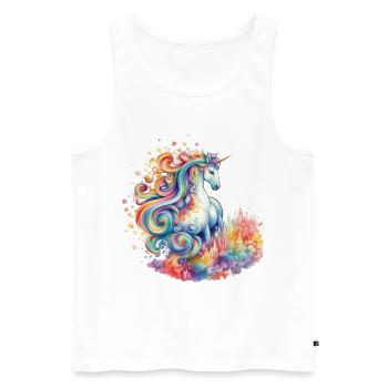 Une licorne veille sur la ville - Débardeur bio Premium Homme - blanc - Devant - Michal (187cm)