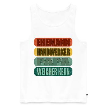 Geschenke zum Vatertag - PAPA - WEICHER KERN - Männer Premium Bio Tank Top - Weiß - Vorne - Michal (187cm)