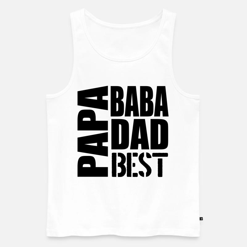 Geschenke zum Vatertag - PAPA MEHRSPRACHIG - Männer Premium Bio Tank Top - Weiß