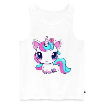 Licorne kawaii mignonne - Débardeur bio Premium Homme - blanc - Devant - Michal (187cm)