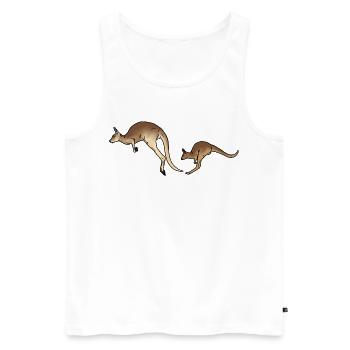 Känguru Mutter und Kind farbig - Männer Premium Bio Tank Top - Weiß - Vorne - Michal (187cm)