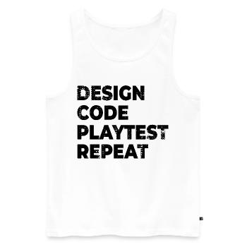 Design Code Spieltest Wiederholung - Männer Premium Bio Tank Top - Weiß - Vorne - AI Model Male 178 light (178cm)