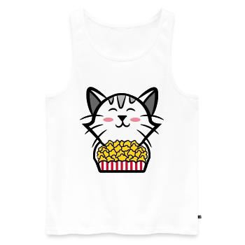 Cat Movies Popcorn Cinema Binge Watching Cineaste - Men's Premium Organic Tank Top - white - Front - Michal (187cm)