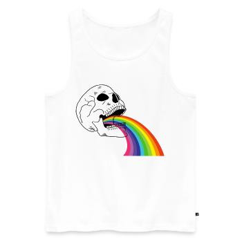 Rainbow skull - Men's Premium Organic Tank Top - white - Front - Michal (187cm)