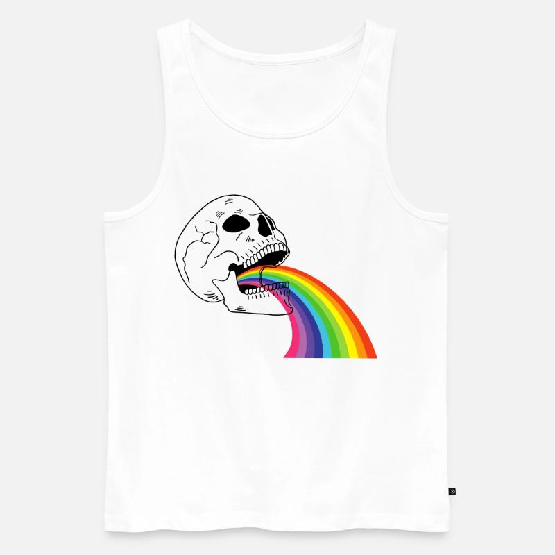 Regenbogen-Totenkopf - Männer Premium Bio Tank Top - Weiß