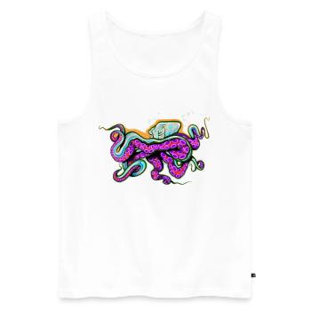 Krake - Männer Premium Bio Tank Top - Weiß - Vorne - AI Model Male 178 light (178cm)