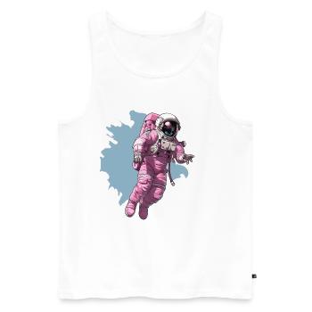 Rosa Raumanzug im Kosmos - Männer Premium Bio Tank Top - Weiß - Vorne - Michal (187cm)